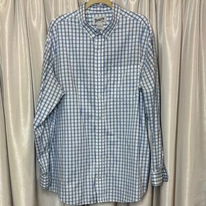 Duluth Trading Co Blue Plaid Men's big and tall dress shirt, xl tall, relaxed